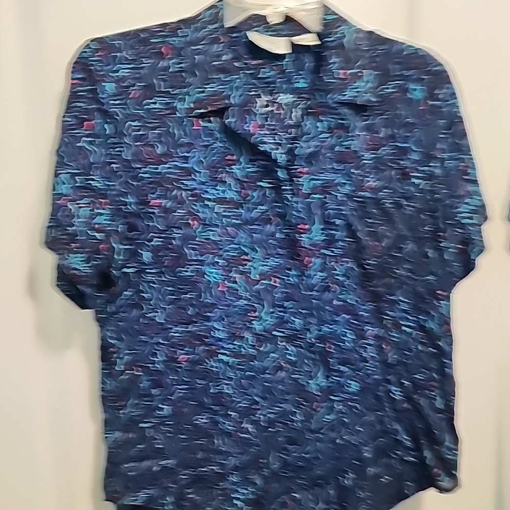 Womens Favoeite Things  Blue Purple  Patterned Shirt Sz 14